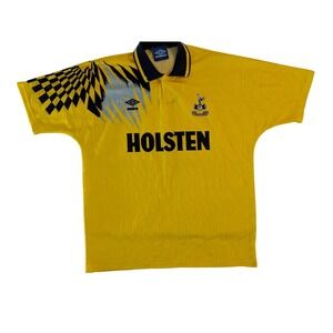 Vintage 1991-1994 Tottenham Hotspur Umbro Holsten Away Jersey Mens XL Yellow